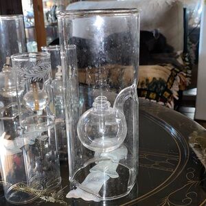 Vintage WOLFARD Handblown Glass 9” Oil Lamp